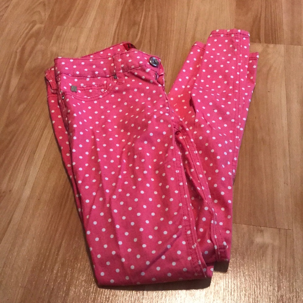 Pink polka dot pants